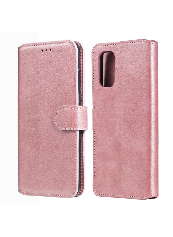 HuHa Case Cover For Realme 7 5G / Realme V5 Classic Calf Texture PU + TPU Horizontal Flip Leather Case, with Holder & Card Slots & Wallet Rose Gold 