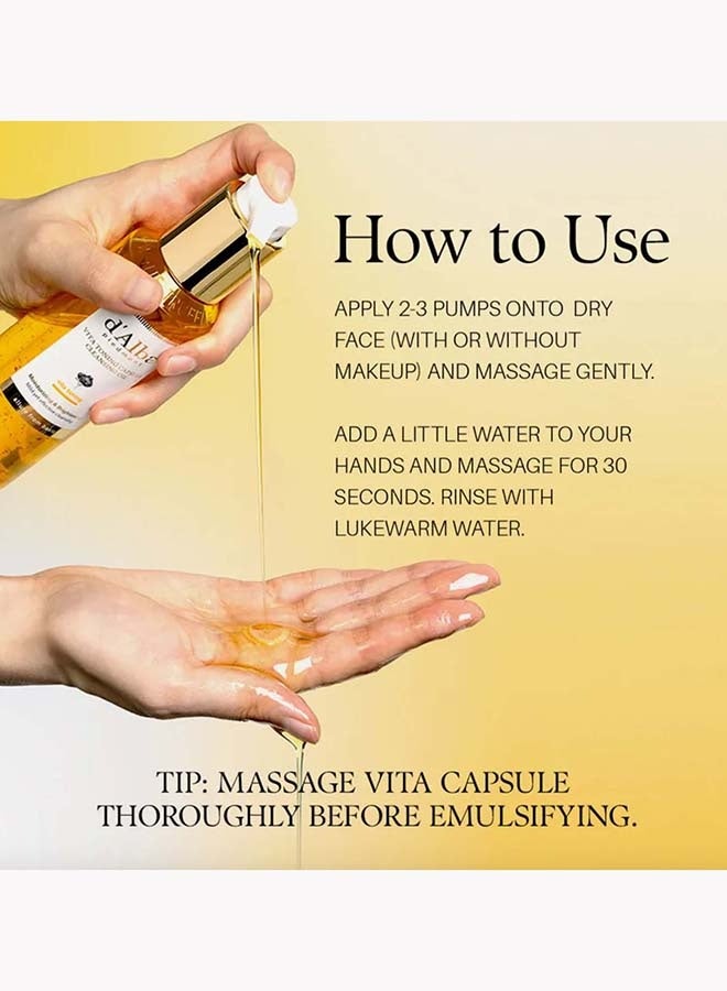 d'Alba Vita Toning Capsule Cleansing Oil, Vegan Skincare, Easy One Step Cleaser for Sebum & Makeup Removal, Hydrating Cleanser, for Sensitive Skin 150ml - Image 5