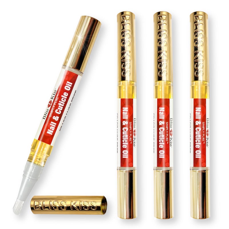 Bliss Kiss | Fragrance Free 4 Nail Oil Cuticle Pens w/Vitamin E & Jojobaâ¤Nail Strengthener Nail Growth and Strengthening Serum for Brittle, Peeling, Breaking, Thin nails - Image 1