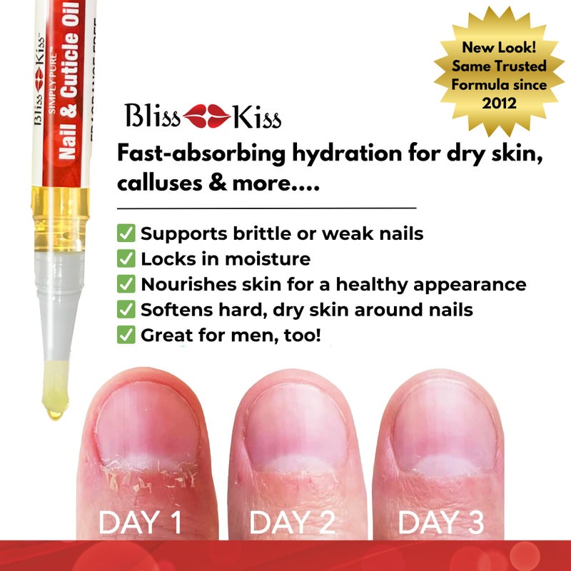 Bliss Kiss | Fragrance Free 4 Nail Oil Cuticle Pens w/Vitamin E & Jojobaâ¤Nail Strengthener Nail Growth and Strengthening Serum for Brittle, Peeling, Breaking, Thin nails - Image 4