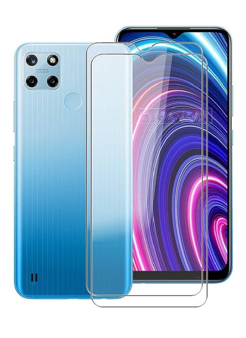 2 Pieces Tempered Glass Screen Protector Clear Designed For Realme C25Y  Full Screen Coverage And Bubble Free