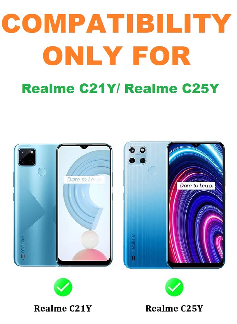 2 Pieces Tempered Glass Screen Protector Clear Designed For Realme C25Y  Full Screen Coverage And Bubble Free