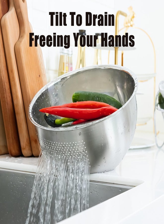 DOPMEP Rice Washer Strainer Bowl, Stainless Steel Quinoa Washing Bowl With Side Drainers Colander for Cleaning Rinsing Fruits, Vegetables, and Beans - Versatile Kitchen Tool - Image 2