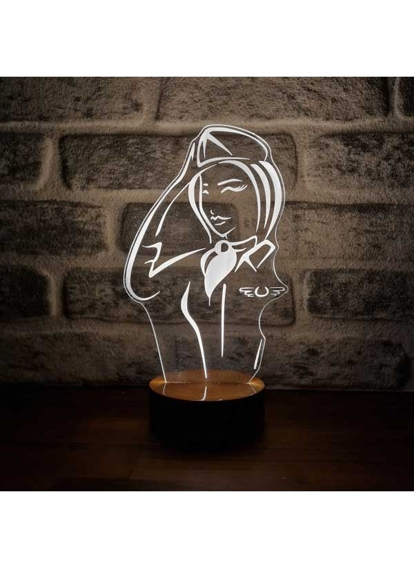 By-Lamp Hostess Figured Decorative Gift Led Table Lamp | 7 Light Colors | Wooden Base  - Image 1