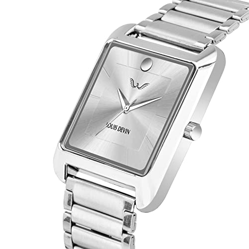 LOUIS DEVIN Stainless Steel Chain Analog Wrist Watch for Men (Silver Dial) | LD-G057-SLV-CH - Image 2