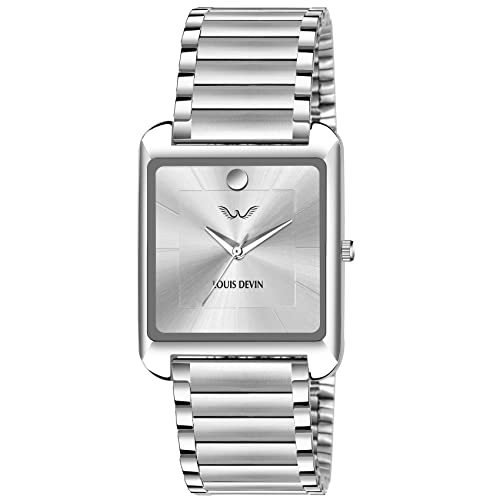 LOUIS DEVIN Stainless Steel Chain Analog Wrist Watch for Men (Silver Dial) | LD-G057-SLV-CH - Image 1