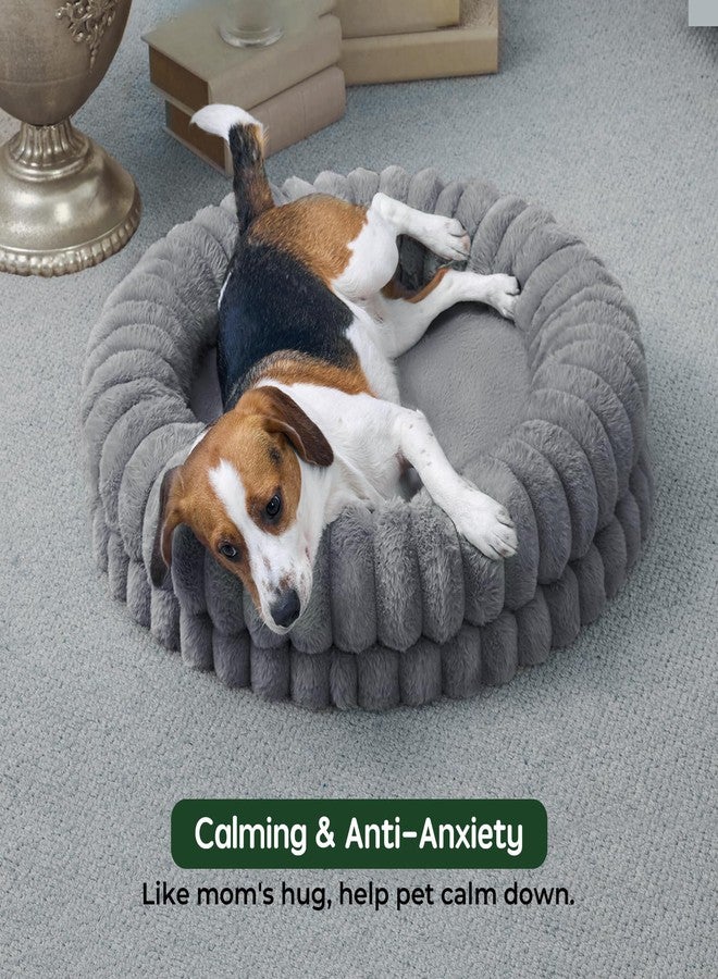 بالنس سرير فاخر للكلاب على شكل دونات من BALANCE، سرير دائري للكلاب متوسطة الحجم مقاس 30 بوصة، قابل للغسل، مصنوع من إسفنج على شكل خلايا بيض، مريح للحيوانات الأليفة مع قاعدة مانعة للانزلاق، رمادي - Image 3