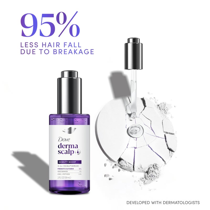 Dove سيروم فروة الرأس دوف ديرما دينسي بوست 3 في 1 1 قطعة مع الجلسرين البروبيوتيك والزنك + الببتيدات والنياسيناميد لتقصف الشعر وترققه 2 أونصة - Image 4