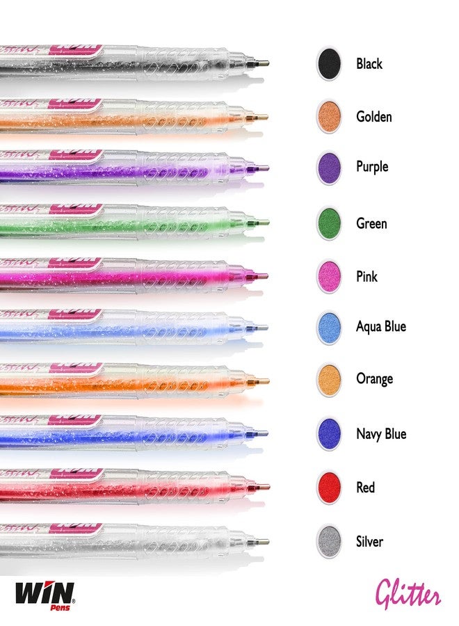 دبليو آي أن اربح بريقًا | عبوة من 20 قلم حبر متعدد الألوان | 10 ألوان متنوعة | حبر جل لامع | رأس 1 مم | أقلام ملونة للملاحظات | الرسم الملون، الفنون والحرف اليدوية | مجموعة أدوات مكتبية | أقلام للطلاب - Image 4