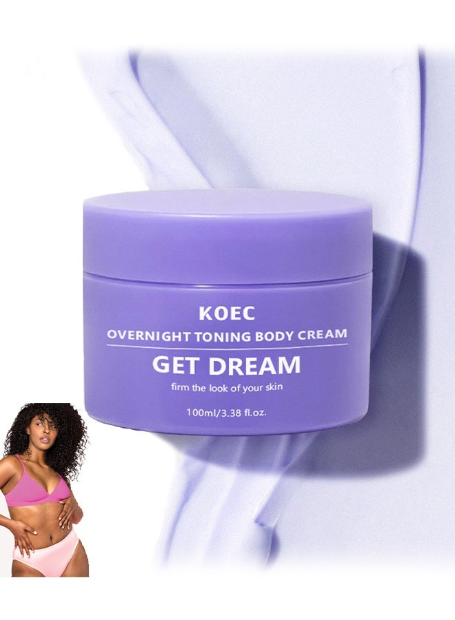 KOEC Overnight Toning Body Cream - Body Firming Whip That Works While You Sleep - Helps Target The Appearance Of Loose Skin On The Body, 100ML - Image 1