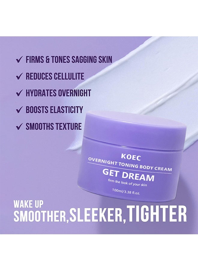 KOEC Overnight Toning Body Cream - Body Firming Whip That Works While You Sleep - Helps Target The Appearance Of Loose Skin On The Body, 100ML - Image 3