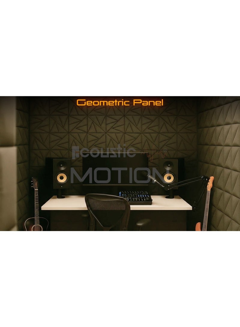 ACOUSTIC MOTION Acoustic Foam Panels, Sound Proof Geometric design Panel With Self-Adhesive Set Of 12 piece 5x30x30Cm Dark Grey, basic for studio,home,recording and Acoustic Room Treatment - Image 5