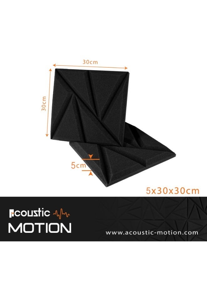 ACOUSTIC MOTION Acoustic Foam Panels, Sound Proof Geometric design Panel With Self-Adhesive Set Of 12 piece 5x30x30Cm Dark Grey, basic for studio,home,recording and Acoustic Room Treatment - Image 2
