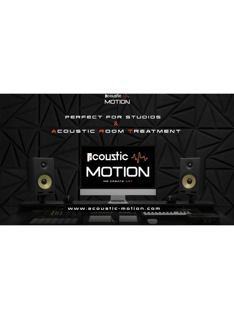 ACOUSTIC MOTION Acoustic Foam Panels, Sound Proof Geometric design Panel With Self-Adhesive Set Of 12 piece 5x30x30Cm Dark Grey, basic for studio,home,recording and Acoustic Room Treatment - Image 4
