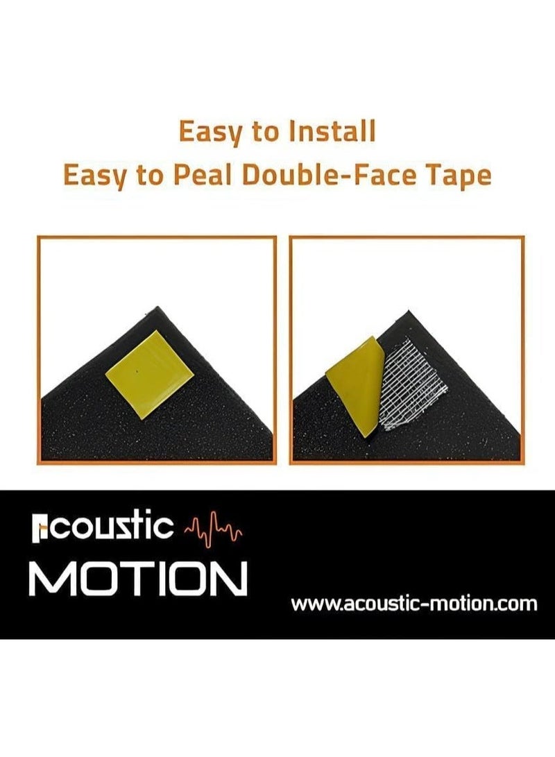 ACOUSTIC MOTION Acoustic Foam Panels, Sound Proof Geometric design Panel With Self-Adhesive Set Of 12 piece 5x30x30Cm Dark Grey, basic for studio,home,recording and Acoustic Room Treatment - Image 5
