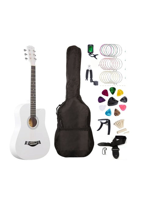 Rock Out in Style: Megarya Acoustic Guitar for Beginners Complete Starter Kit (WHITE)