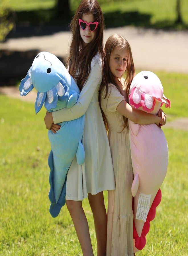 BENINY Jumbo Axolotl Plush Toy, 39" Giant Axolotl Stuffed Animal Plush, Big Blue Toys Gift for Girls Kids, Long Squishy Pillow for Holiday Birthday Christmas - Image 5
