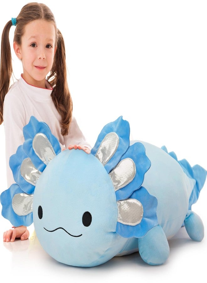 BENINY Jumbo Axolotl Plush Toy, 39" Giant Axolotl Stuffed Animal Plush, Big Blue Toys Gift for Girls Kids, Long Squishy Pillow for Holiday Birthday Christmas - Image 1