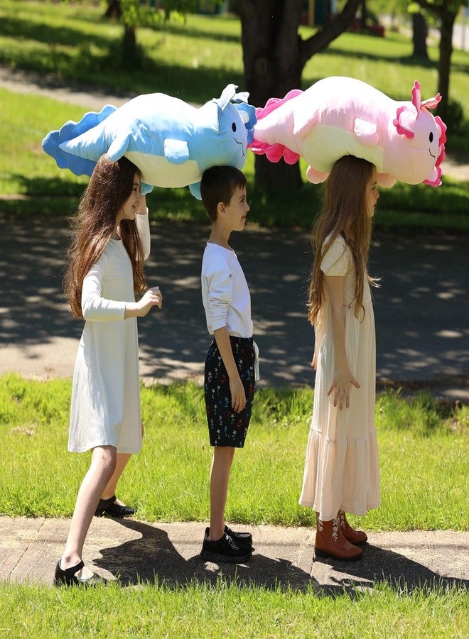 BENINY Jumbo Axolotl Plush Toy, 39" Giant Axolotl Stuffed Animal Plush, Big Blue Toys Gift for Girls Kids, Long Squishy Pillow for Holiday Birthday Christmas - Image 4