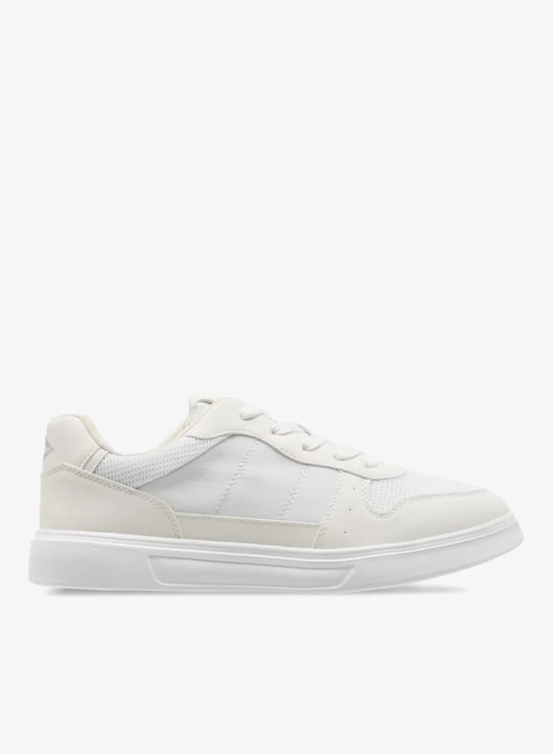 Men's Panelled Sneakers with Lace-Up Closure