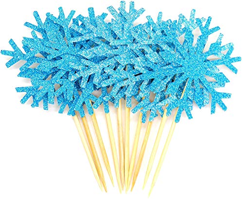 PuTwo 20 Counts Wedding Cake Decorating Frozen Cupcake Toppers Toothpicks, Sliver/Blue/Snow - Image 4