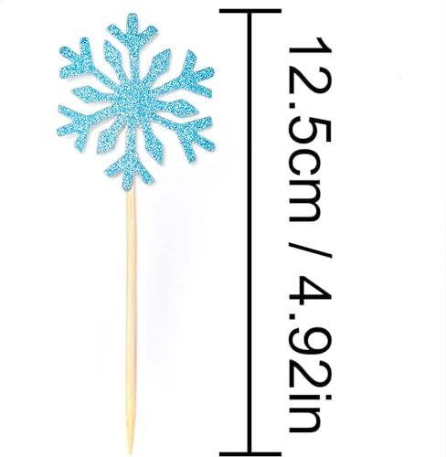 PuTwo 20 Counts Wedding Cake Decorating Frozen Cupcake Toppers Toothpicks, Sliver/Blue/Snow - Image 5