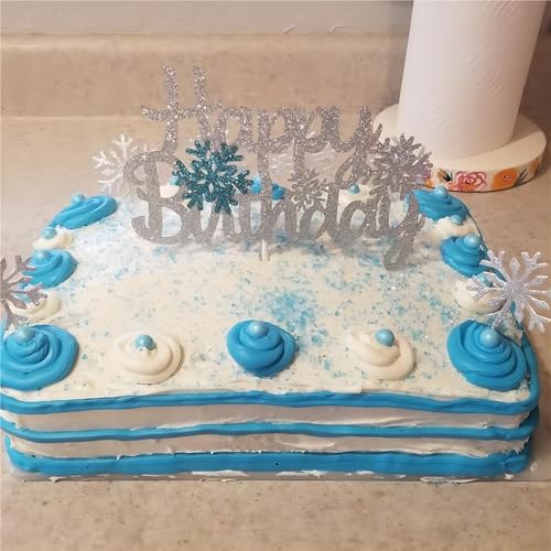 PuTwo 20 Counts Wedding Cake Decorating Frozen Cupcake Toppers Toothpicks, Sliver/Blue/Snow - Image 2