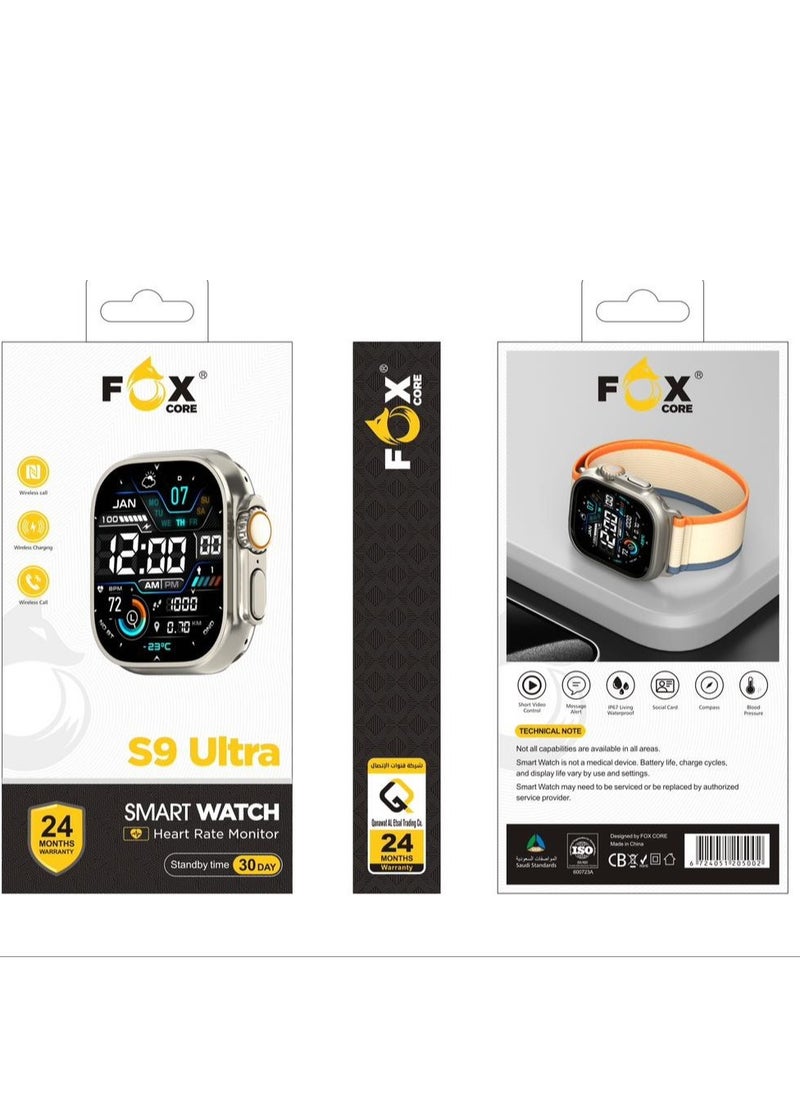 Fox - Core Smart Watch S9 Ultra Wireless Call And Near Field Communication (BLACK) - Image 1