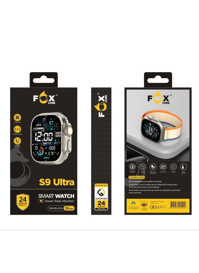 Fox - Core Smart Watch S9 Ultra Wireless Call And Near Field Communication (BLACK) - Image 1