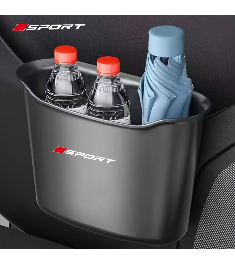 Black Large Capacity Car Trash Can With Storage Pouch Leak Proof Hanging Vehicle Trash Bag For Car Interior - Image 1
