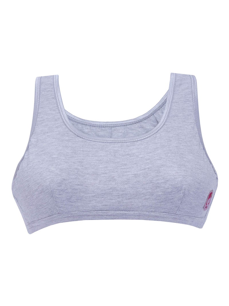 DChica Essentials Sports Bra for Girls, Cotton Non-Padded Full Coverage Beginners Non-Wired T-Shirt Gym Workout Bras with Regular Broad Strap, Training Activewear for Teenager Kids (Pack of 2) - Image 5