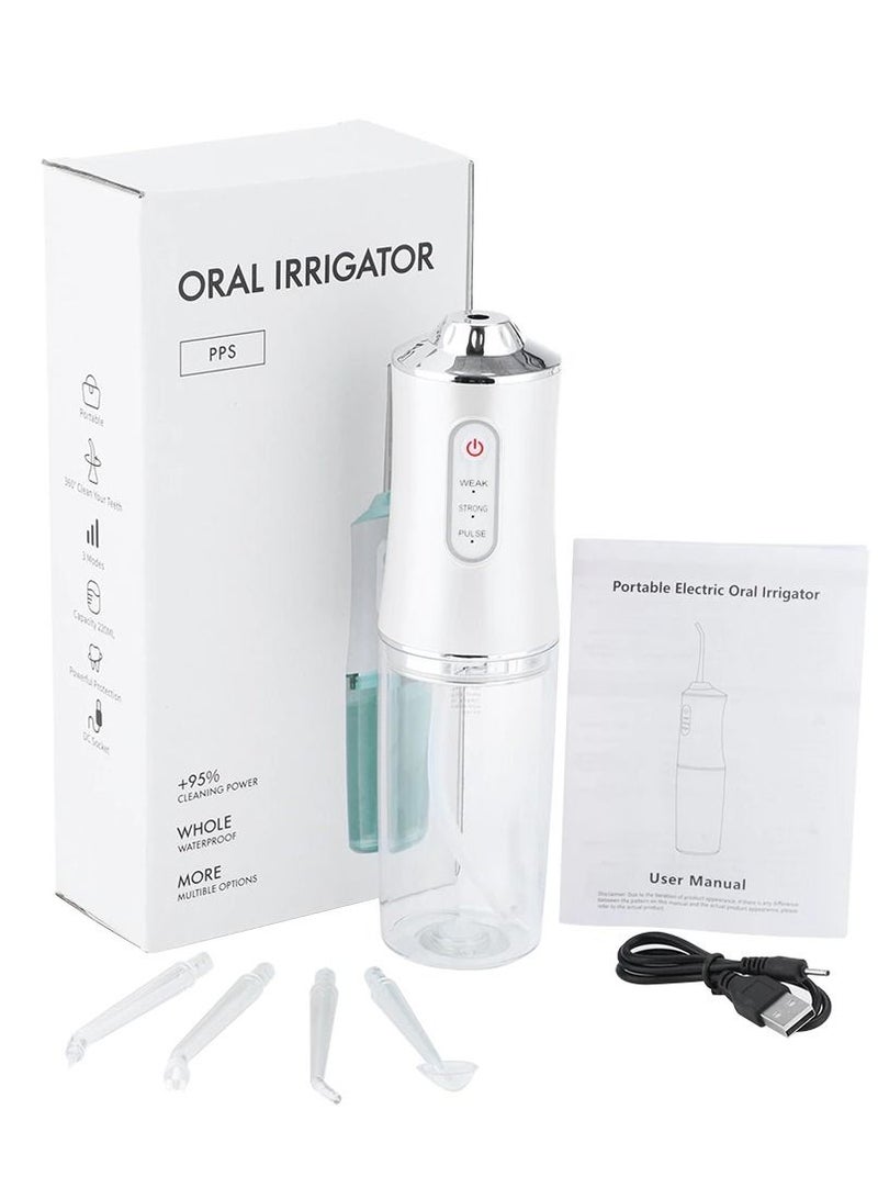 ارواق Oral Irrigator Portable Dental Water Flosser USB Rechargeable Floss Tooth Pick 4 Jet Tip 220 ML White - Image 5