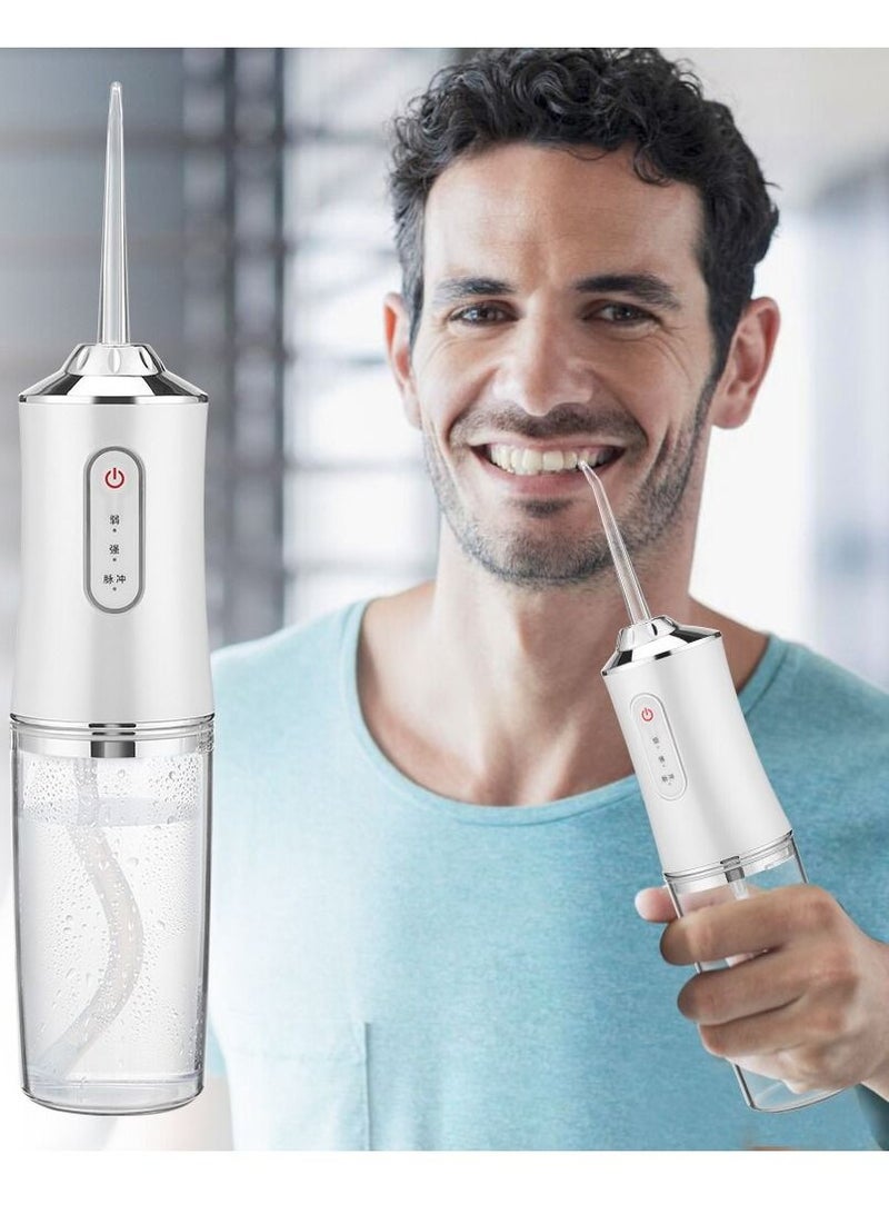 ارواق Oral Irrigator Portable Dental Water Flosser USB Rechargeable Floss Tooth Pick 4 Jet Tip 220 ML White - Image 3