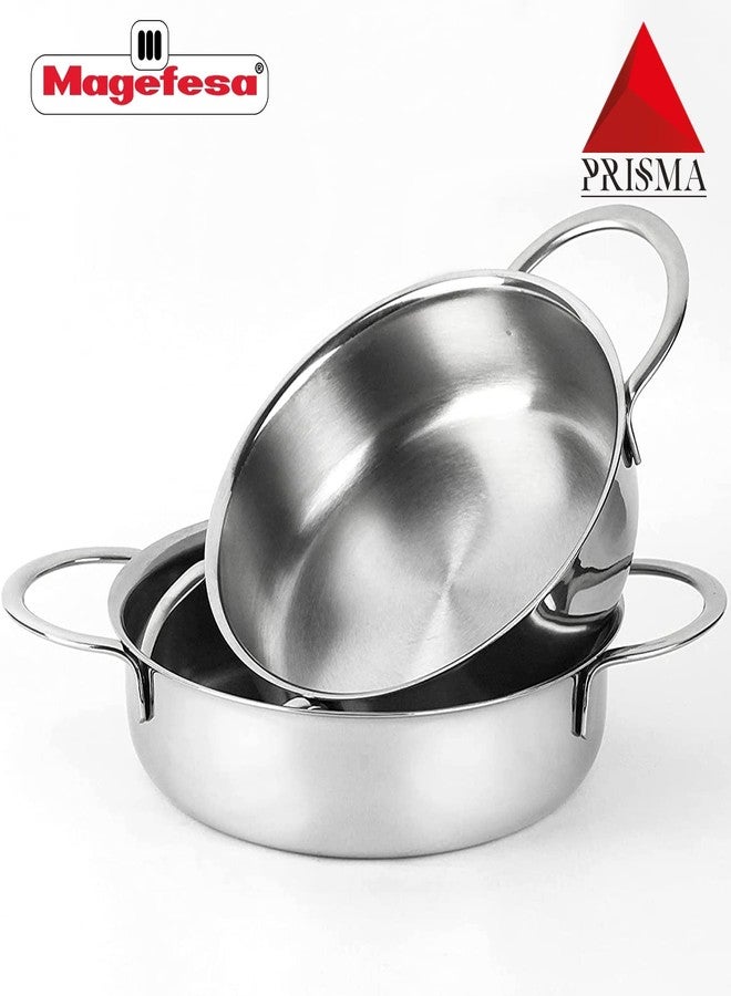 Magefesa ماغيفيسا بريزما - 5.5 و 6.3 بوصة مقلاة عميقة صغيرة، مصنوعة من الفولاذ المقاوم للصدأ 18/10، تناسب جميع أنواع المواقد، الحث، سهلة التنظيف، آمنة في غسالة الصحون والفرن حتى 392ºF - Image 3