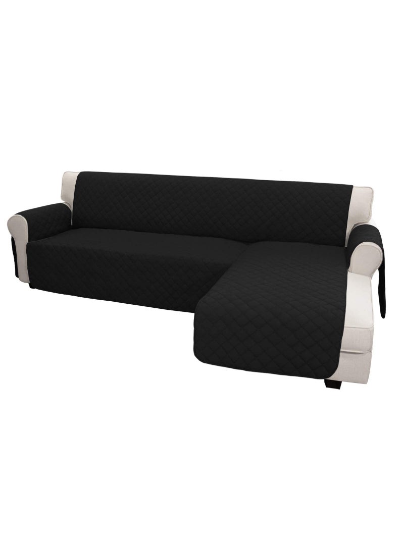 Easy-Going EasyGoing L Shape Sofa Slipcover  Reversible Sectional Couch Cover  Furniture Protector for Pets  Kids Small BlackBlack 