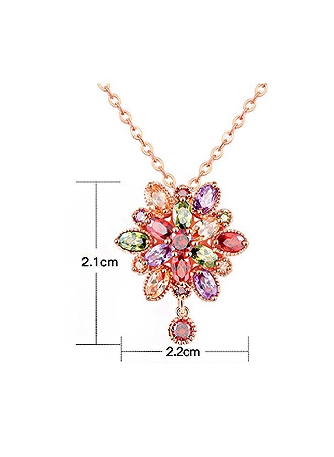 Beyond Three Dimensional Zircon Flowers Necklace, Anti Rust and Anti Fading 14K Rose Gold Necklace, Fashion Jewelry Gift (Rose Golden)  - Image 2