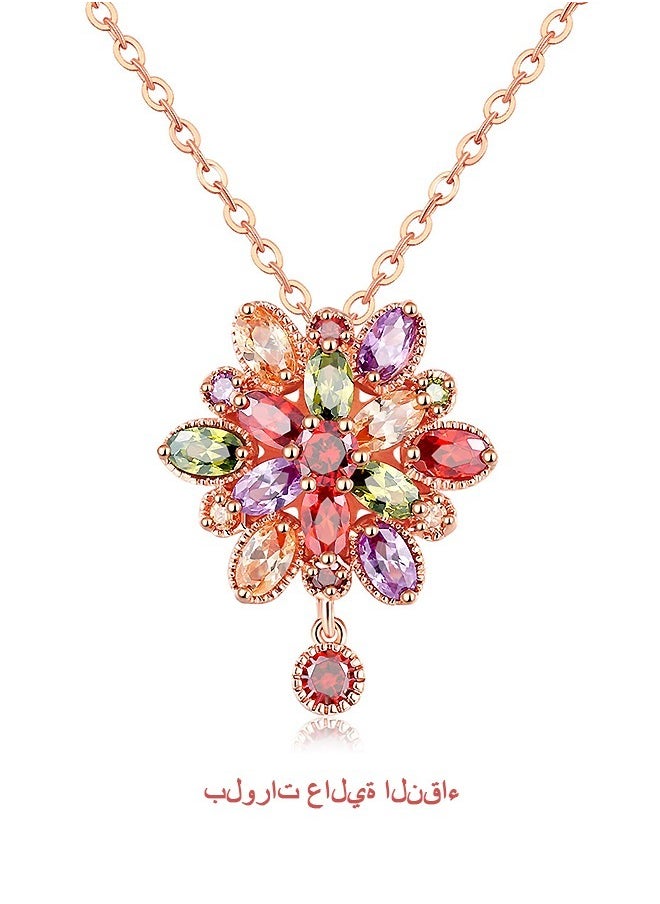 Beyond Three Dimensional Zircon Flowers Necklace, Anti Rust and Anti Fading 14K Rose Gold Necklace, Fashion Jewelry Gift (Rose Golden)  - Image 1