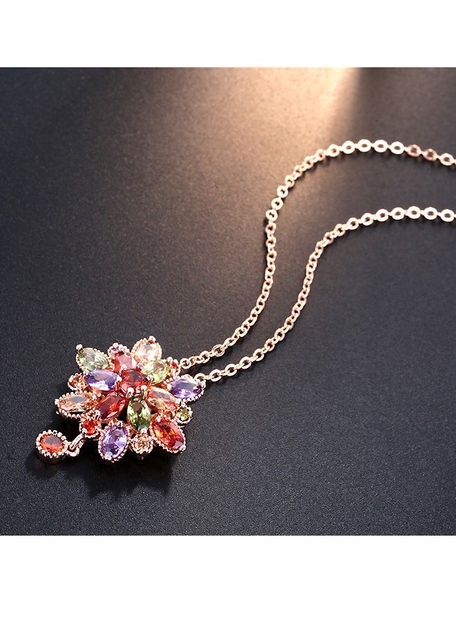 Beyond Three Dimensional Zircon Flowers Necklace, Anti Rust and Anti Fading 14K Rose Gold Necklace, Fashion Jewelry Gift (Rose Golden)  - Image 4