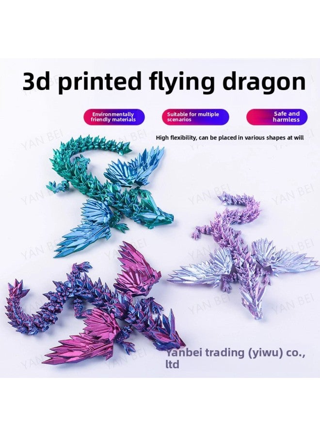 3D Printing Gem Flying Dragon Hot Ornaments Gift Deformation Hand-made Environmental Protection Crystal Dragon Tide Play-Color:[laser Green] Gem Flying Dragon-Size:MINI - Image 2