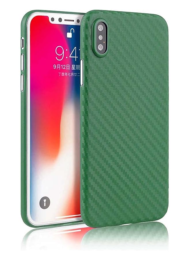 erorex Plastic Carbon Fiber Design Cover For Iphone Xs Max Green - Image 1