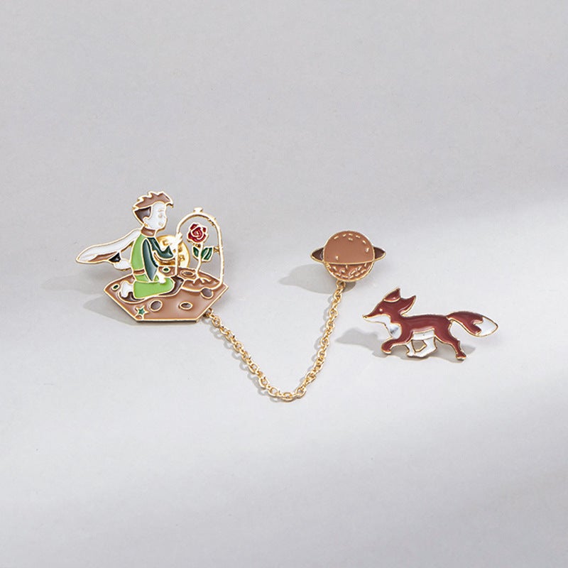 Little Prince Story Brooch Fox Badge Rose Planet Decoration Universe Children Gift Couple - Image 5