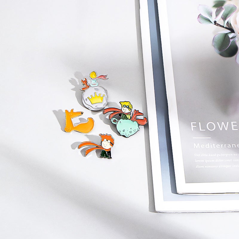 Little Prince Story Brooch Fox Badge Rose Planet Decoration Universe Children Gift Couple - Image 3