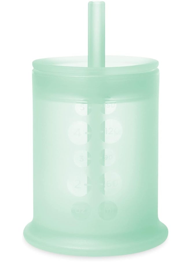 Olababy Olababy Silicone Training Cup with Straw Lid | Babies Water Drinking Cup | 6+ Mo Infant To 12-18 Months Toddler | Sippy Cup For Kids & Smoothie Cup | Baby Led Weaning (Mint, 5 oz)  - Image 1