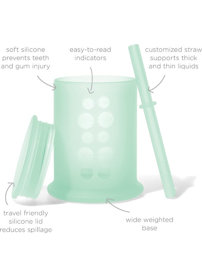 Olababy Olababy Silicone Training Cup with Straw Lid | Babies Water Drinking Cup | 6+ Mo Infant To 12-18 Months Toddler | Sippy Cup For Kids & Smoothie Cup | Baby Led Weaning (Mint, 5 oz)  - Image 2