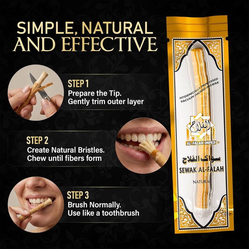 Al Falah Miswak Traditional Natural Manual Toothbrush (10 Pieces) - Image 4