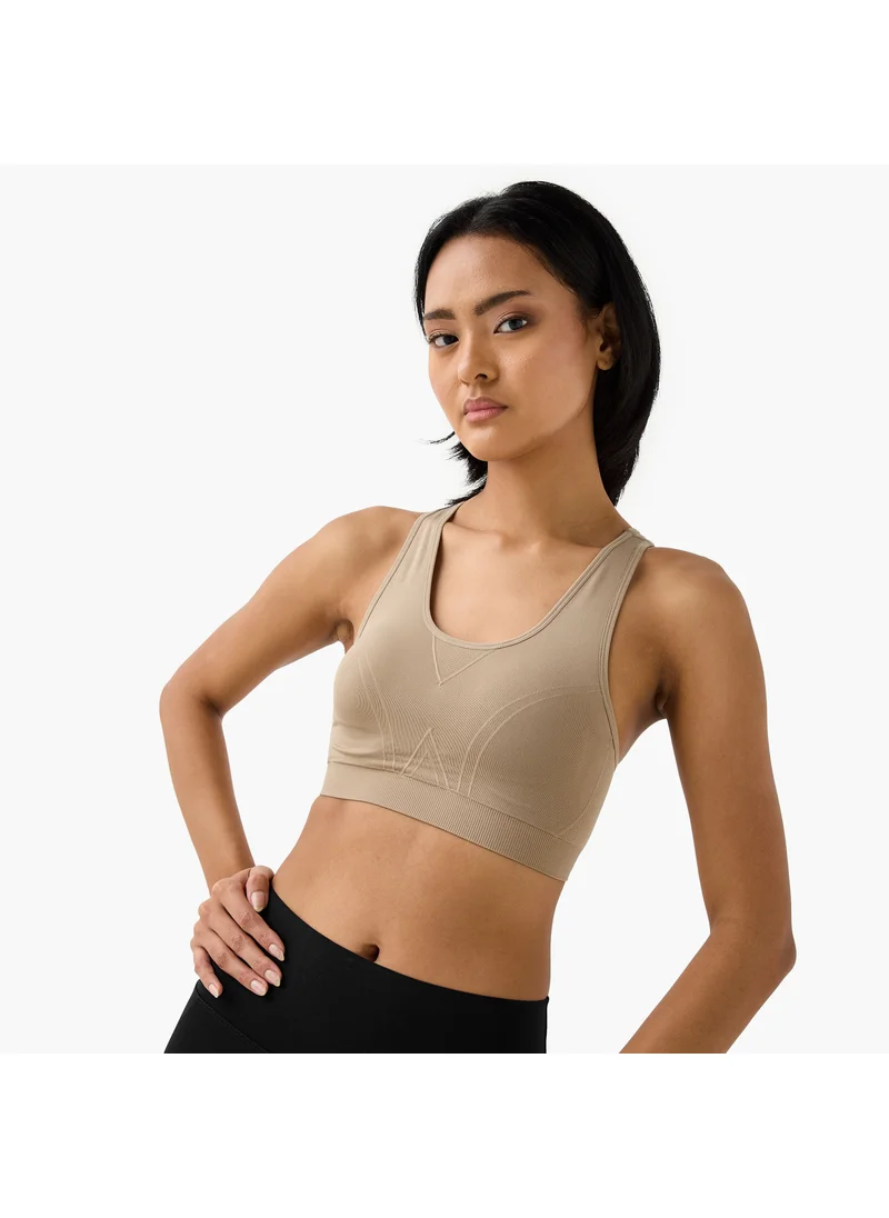 ADOT Textured Racerback Sports Bra with Scoop Neck