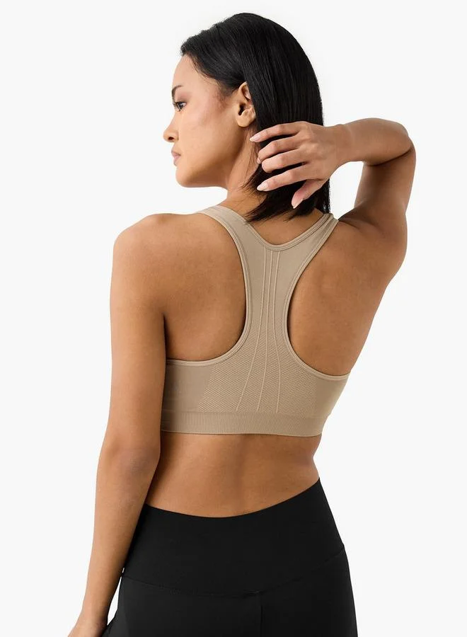 Splash Active  Textured Scoop Neck Sports Bra with Removable Pads and Racerback for Women | Best Price UAE