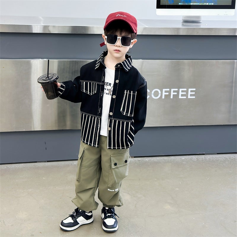 Boys' Spring Denim Shirt Coat 2025 New Children'S Spring Ruffian Handsome Baby Fried Street Shirt Tide - Image 5
