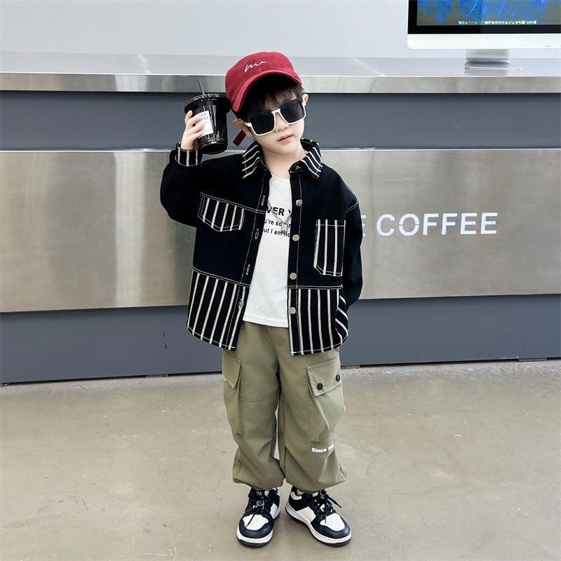 Boys' Spring Denim Shirt Coat 2025 New Children'S Spring Ruffian Handsome Baby Fried Street Shirt Tide - Image 4