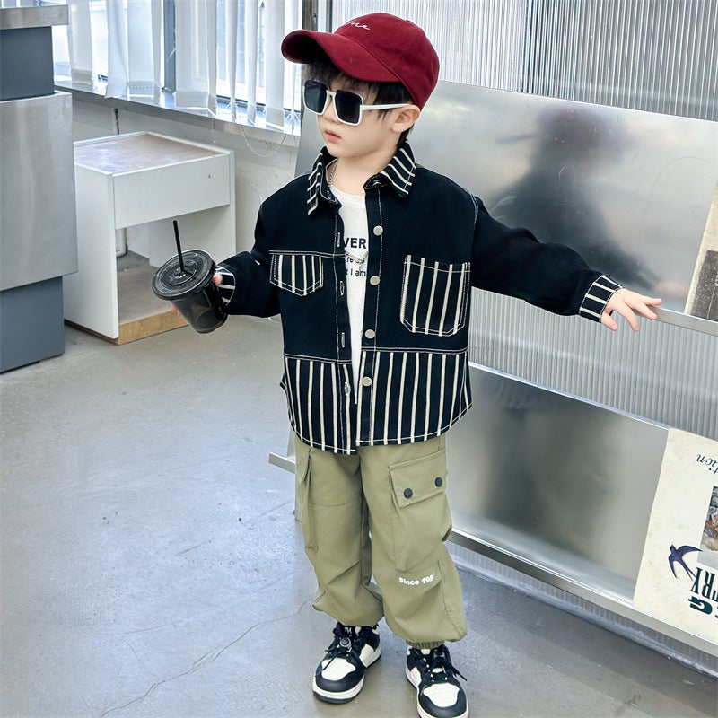 Boys' Spring Denim Shirt Coat 2025 New Children'S Spring Ruffian Handsome Baby Fried Street Shirt Tide - Image 3